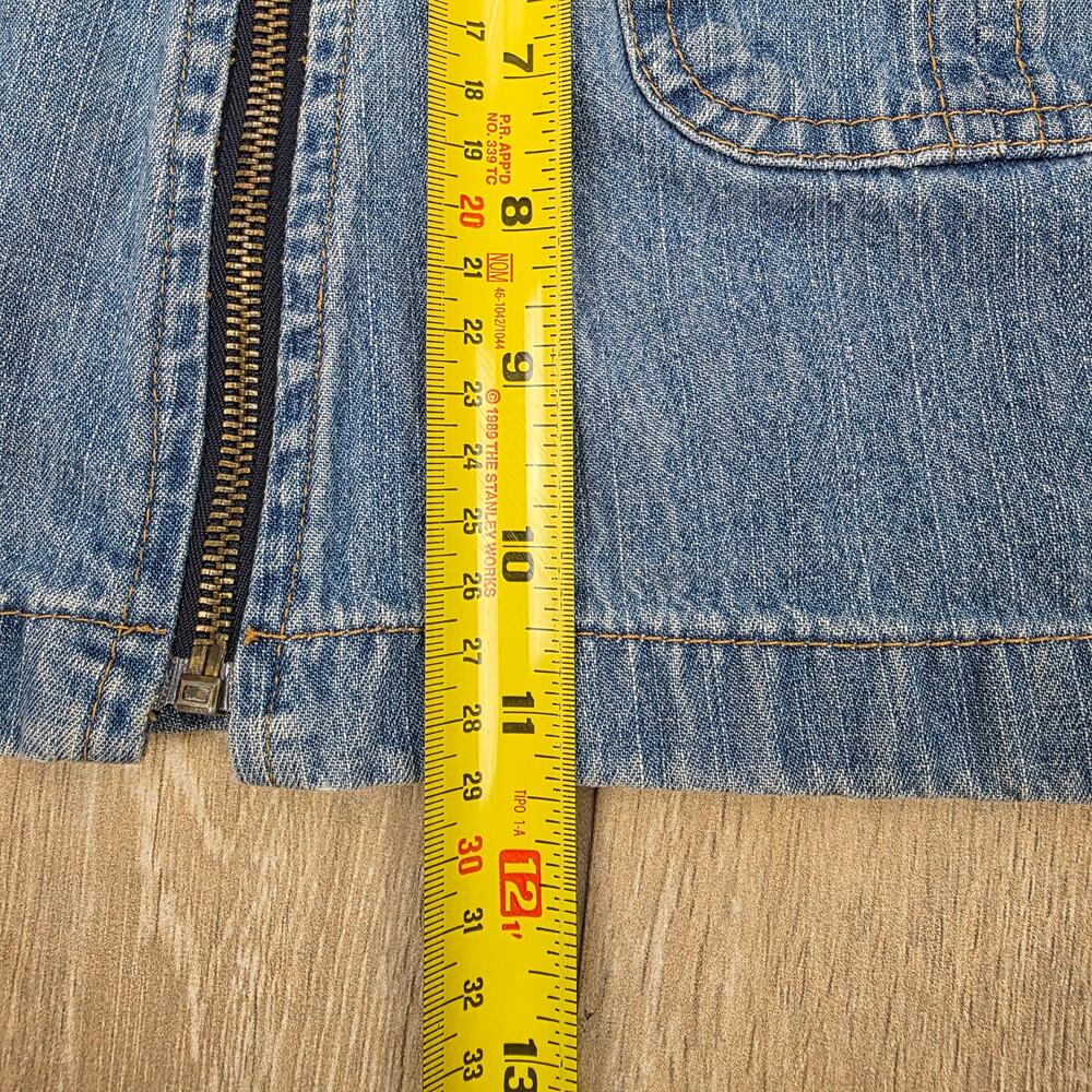 Y2K Denim Mini Skirt Womens Small Zip Front Cargo Pockets 90s Blue Jean - Picture 5 of 11